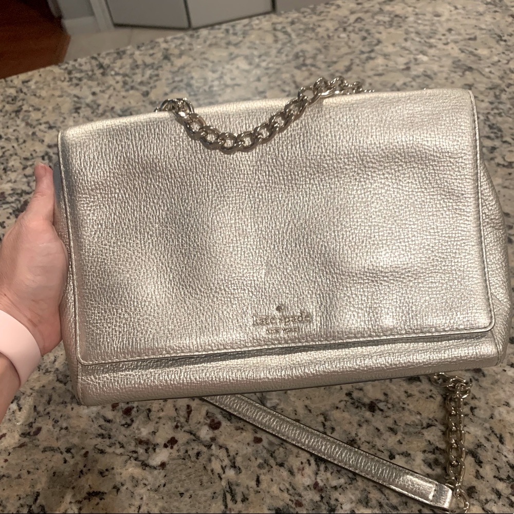 Kate Spade Briar Lane Silver Metallic Crossbody Purse